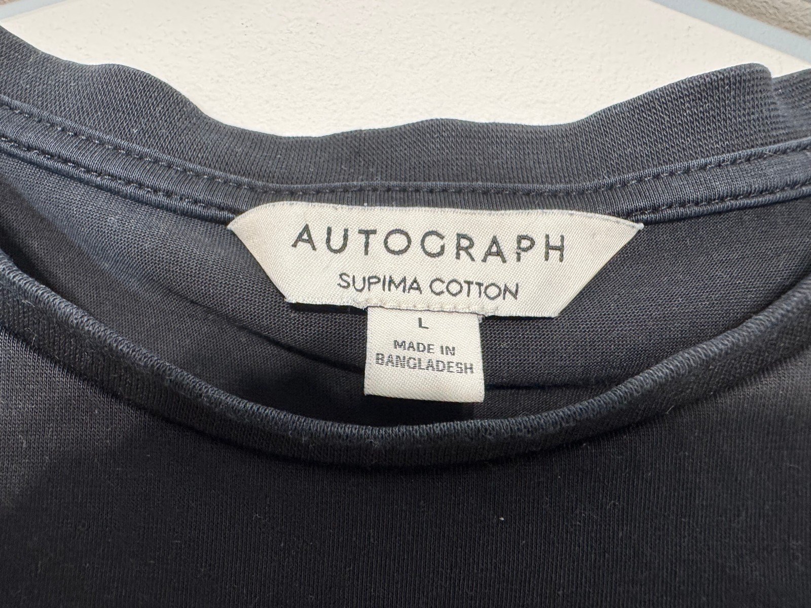 Autograph Black Sheen Thick Cotton T-shirt With Side Logo Size L