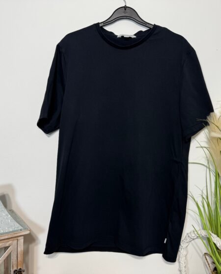 Autograph Black Sheen Thick Cotton T-shirt With Side Logo Size L