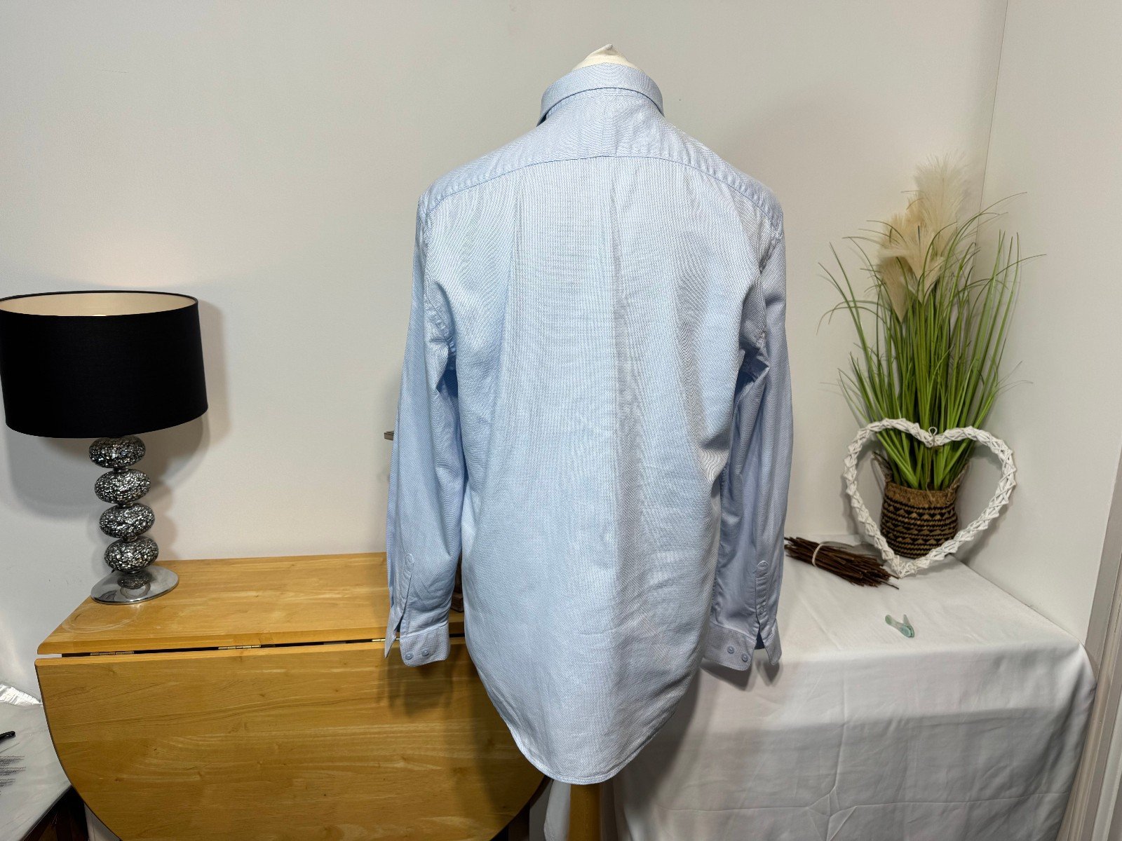 Baby Blue Woven Regular Fit Long Sleeve Shirt Size L Neck 16