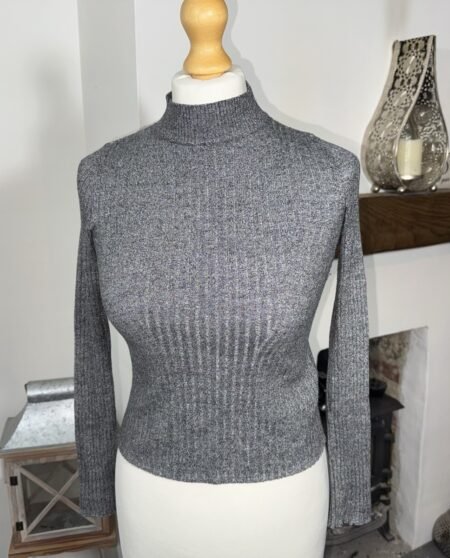 Bershka Ribbed High Neck Jumper Size 8