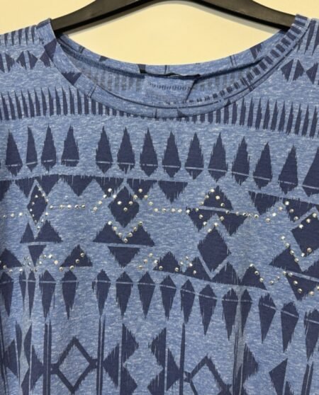 Blue Aztec Print Cap Sleeve Top Size 12