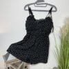 Boohoo Black Polka Dot Tie Top Playsuit Size 8