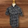Dark Blue Short Sleeve Shirt With White Design Reg Fit Cotton Size XL