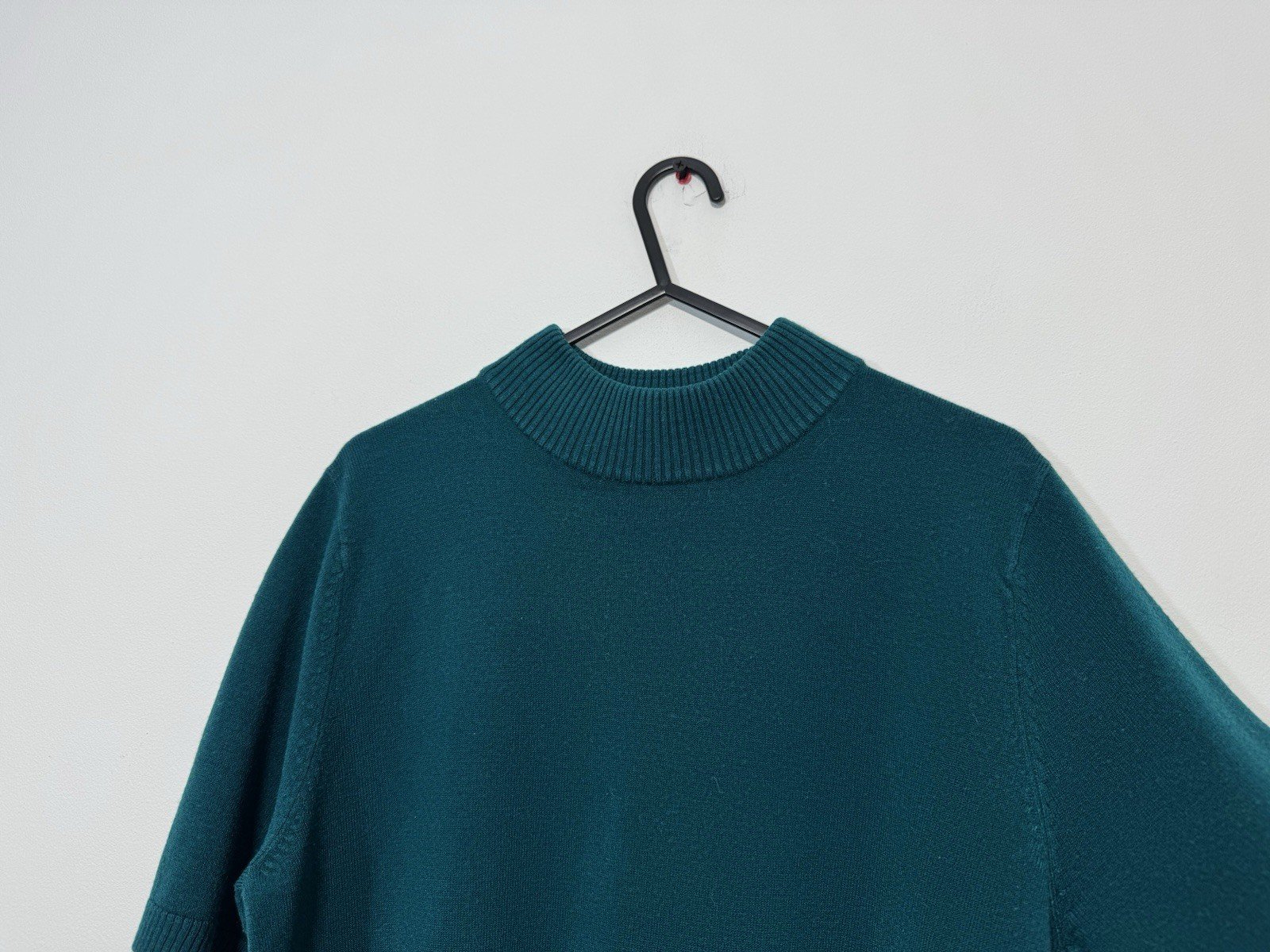 Dark Jade High Neck Fine Knit Short Sleeve Top Size 18