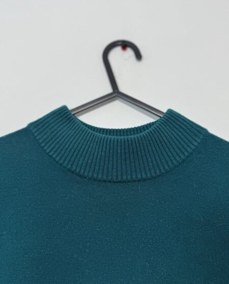 Dark Jade High Neck Fine Knit Short Sleeve Top Size 18