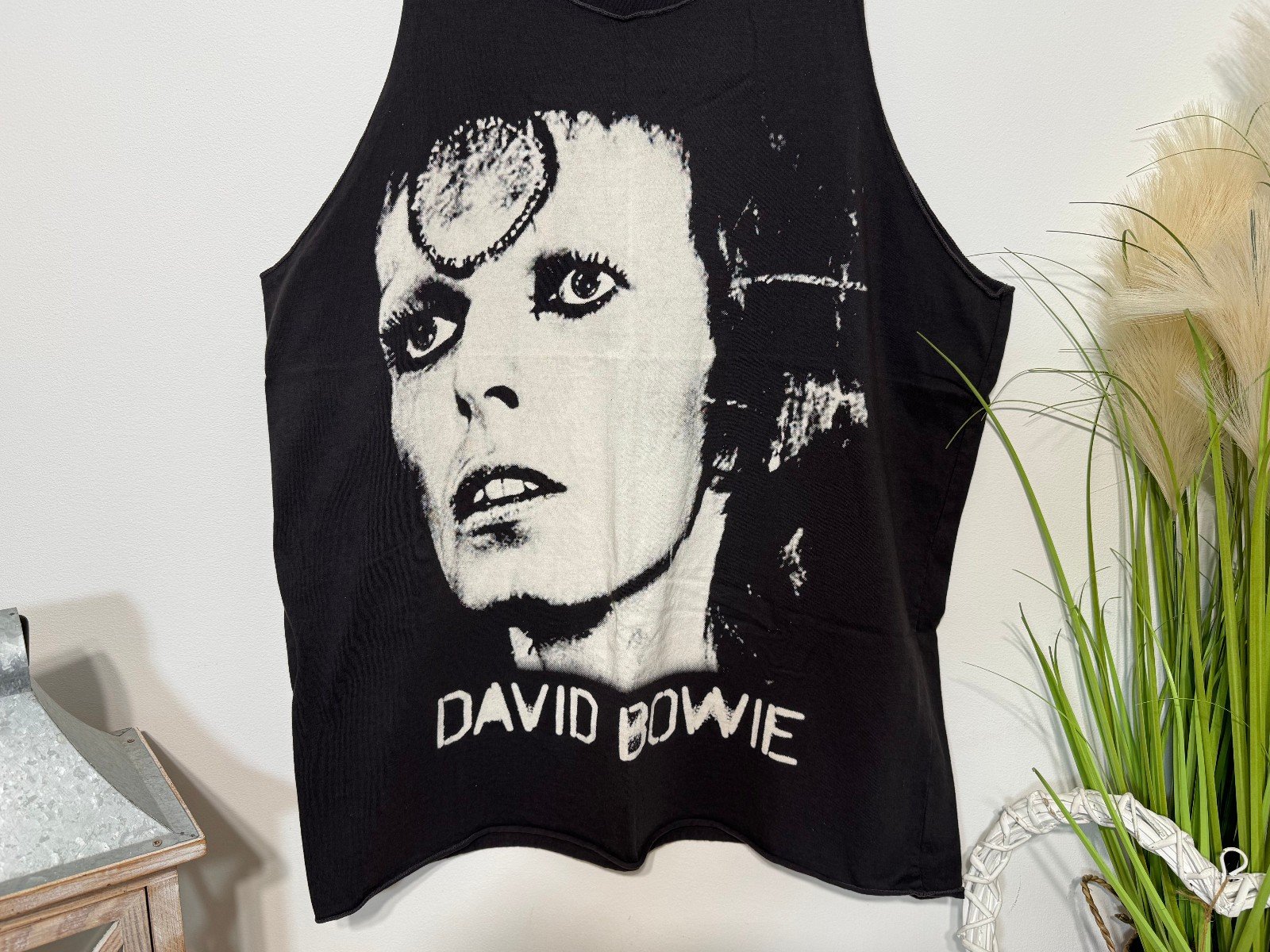 David Bowie Black Graphic Vest Top Size XL