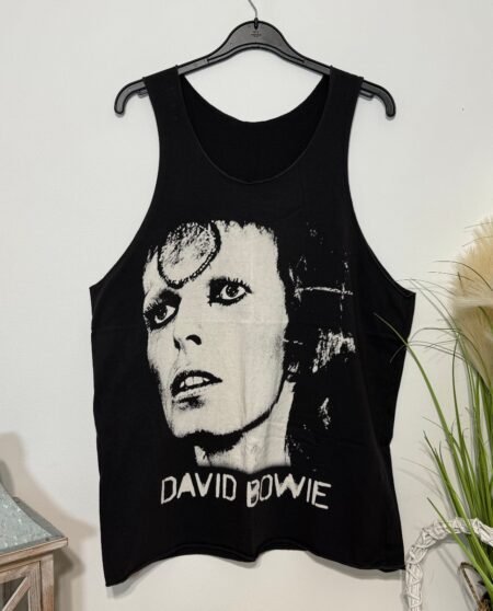 David Bowie Black Graphic Vest Top Size XL
