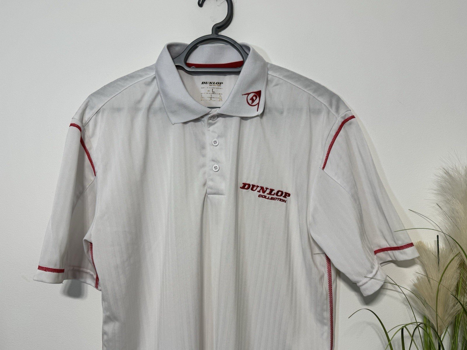 Dunlop White Embroidered Logo Short Sleeve Polo Golf Top Size L