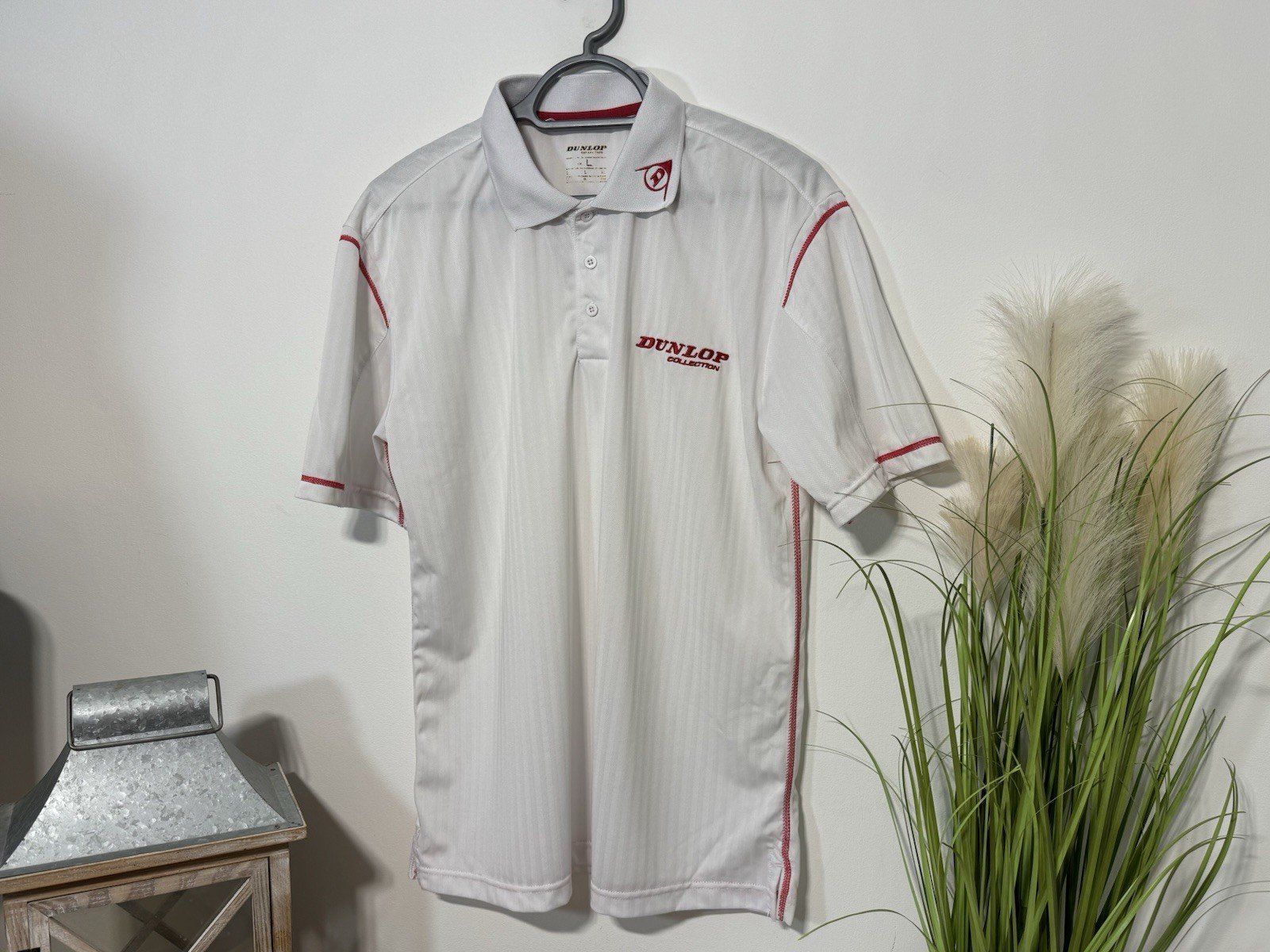 Dunlop White Embroidered Logo Short Sleeve Polo Golf Top Size L