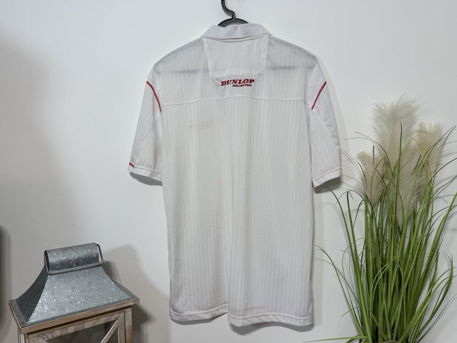 Dunlop White Embroidered Logo Short Sleeve Polo Golf Top Size L