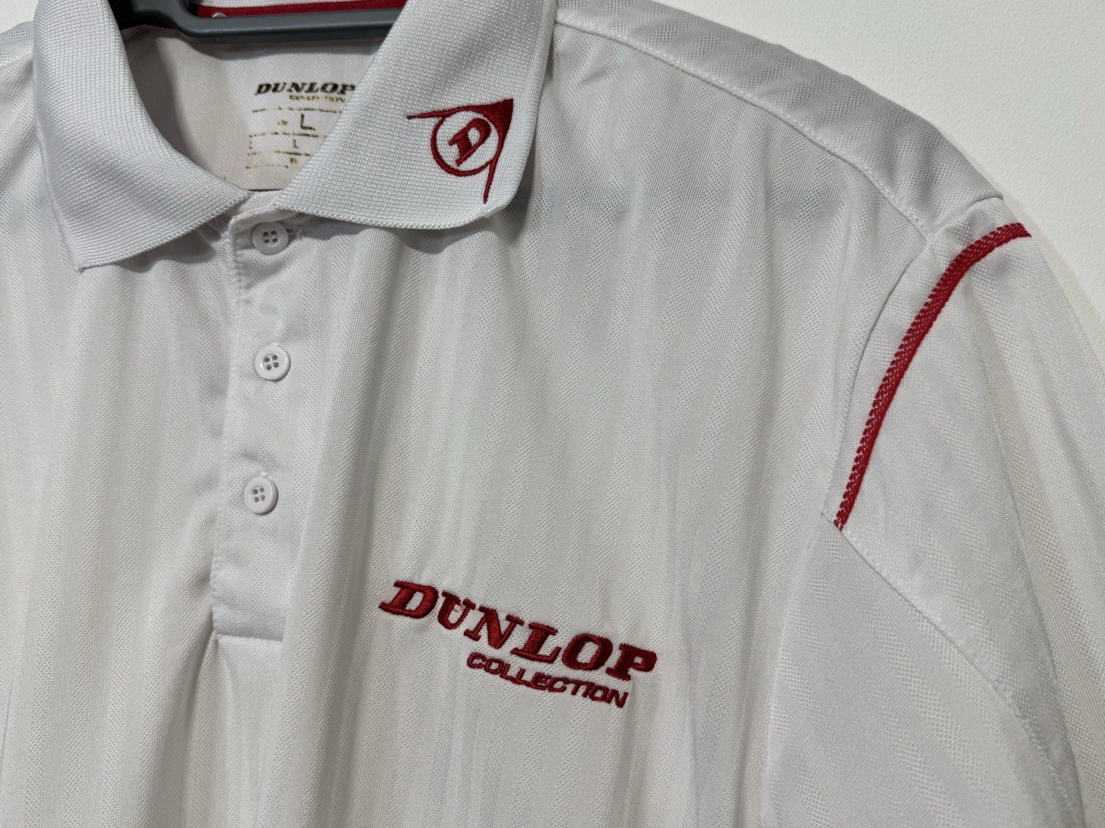 Dunlop White Embroidered Logo Short Sleeve Polo Golf Top Size L