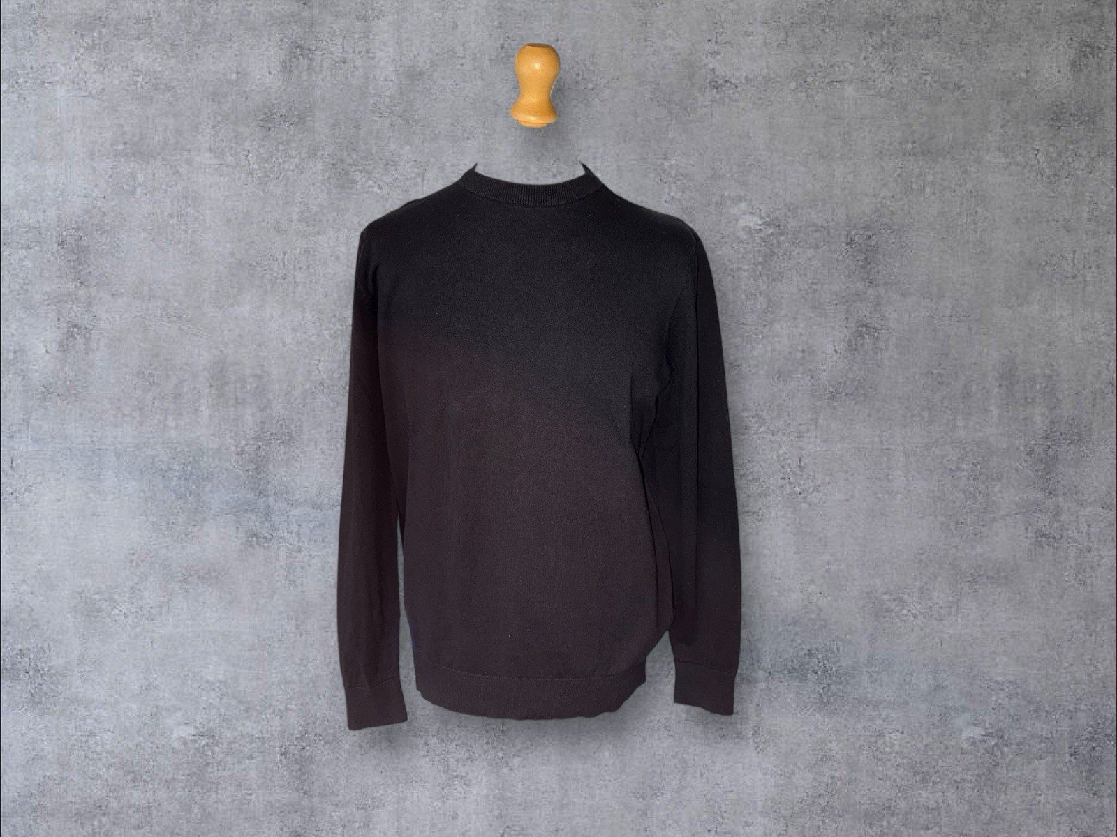 F&F Black Cotton Blend Tight Knit Crew Neck Jumper Size L