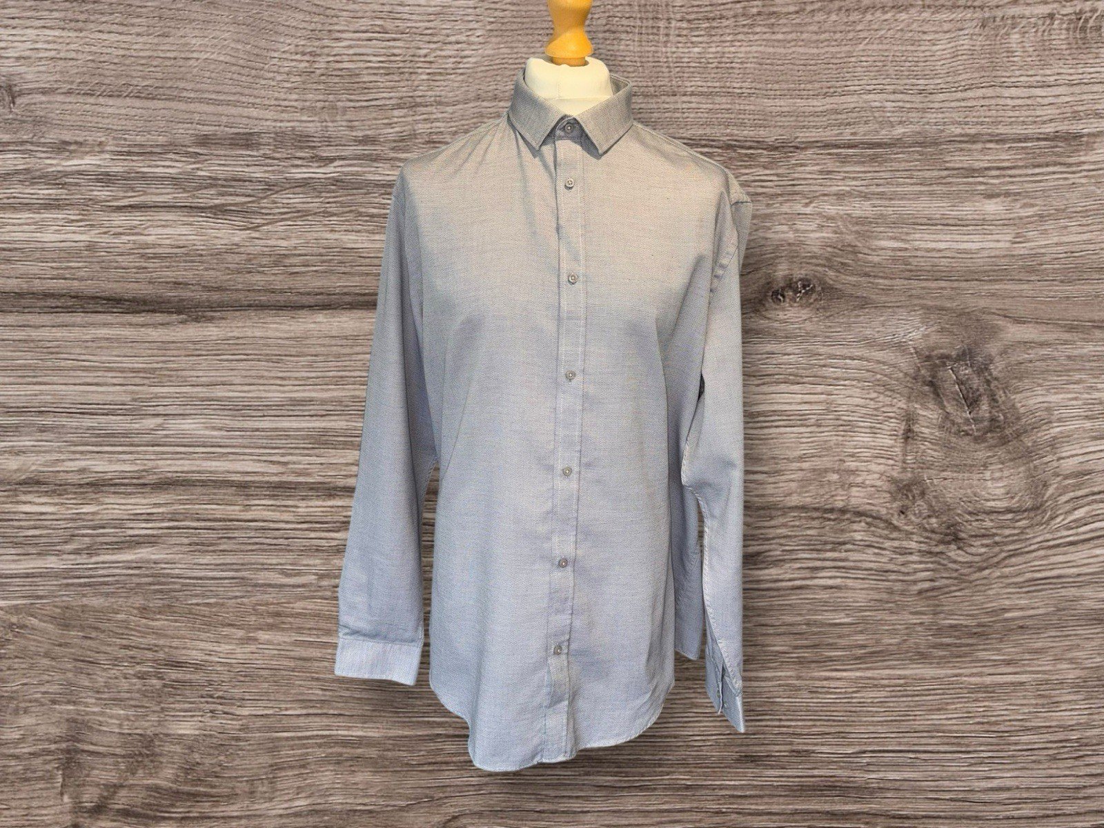 George Grey Textured Long Sleeve Shirt Neck 18