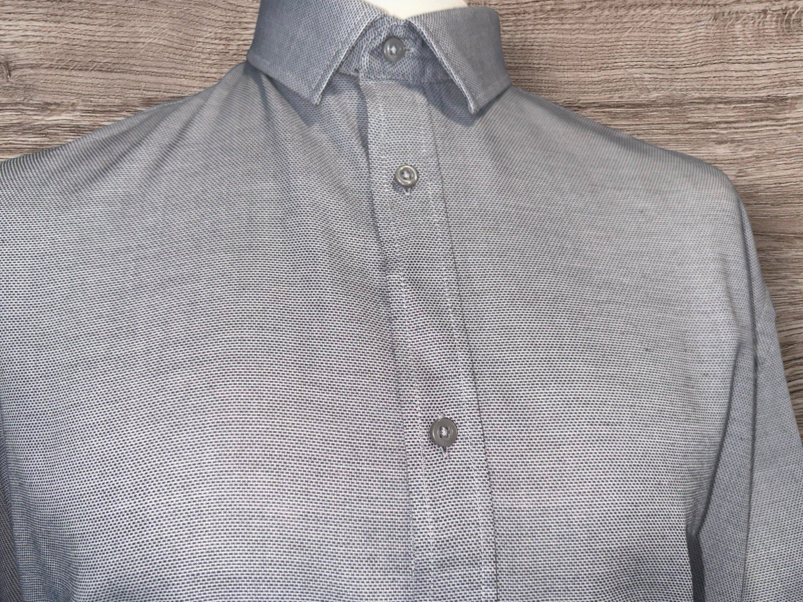 George Grey Textured Long Sleeve Shirt Neck 18
