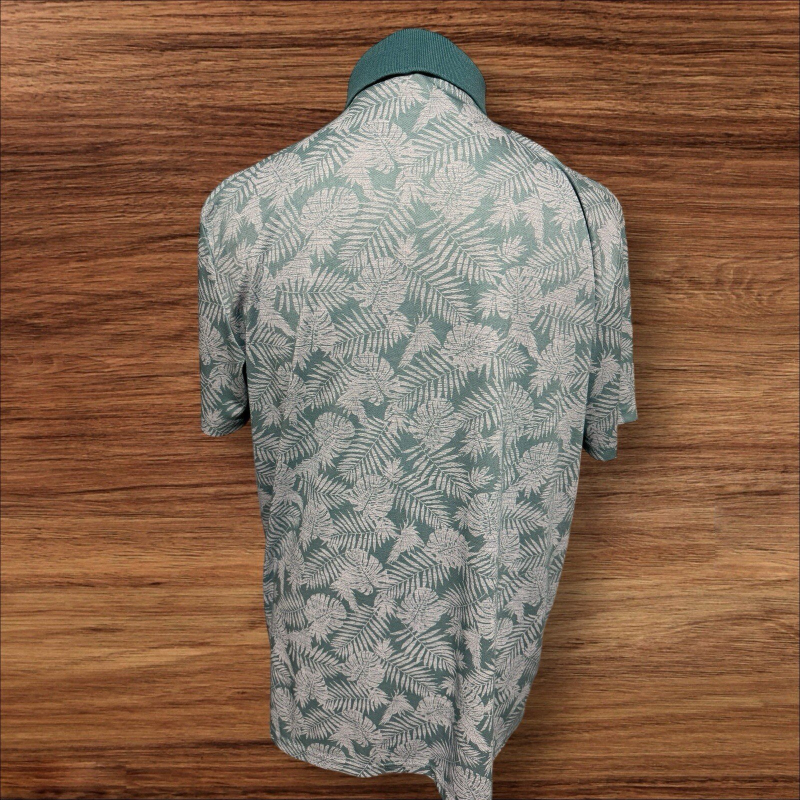 George Sage Polo Shirt Leaf Pattern Button Down Collar Pocket Size XL