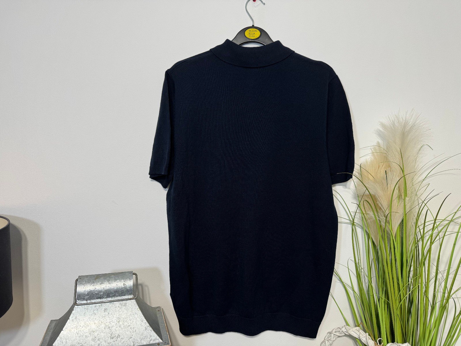 Henbury Navy Short Sleeve Tight Knit Polo Size M