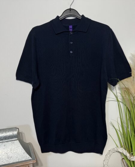 Henbury Navy Short Sleeve Tight Knit Polo Size M