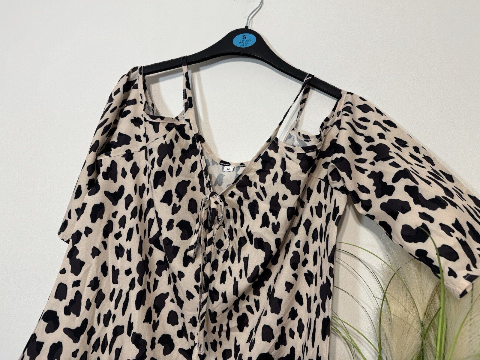 Leopard Print Cold Shoulder Frill Hem Strappy Dress Size 10