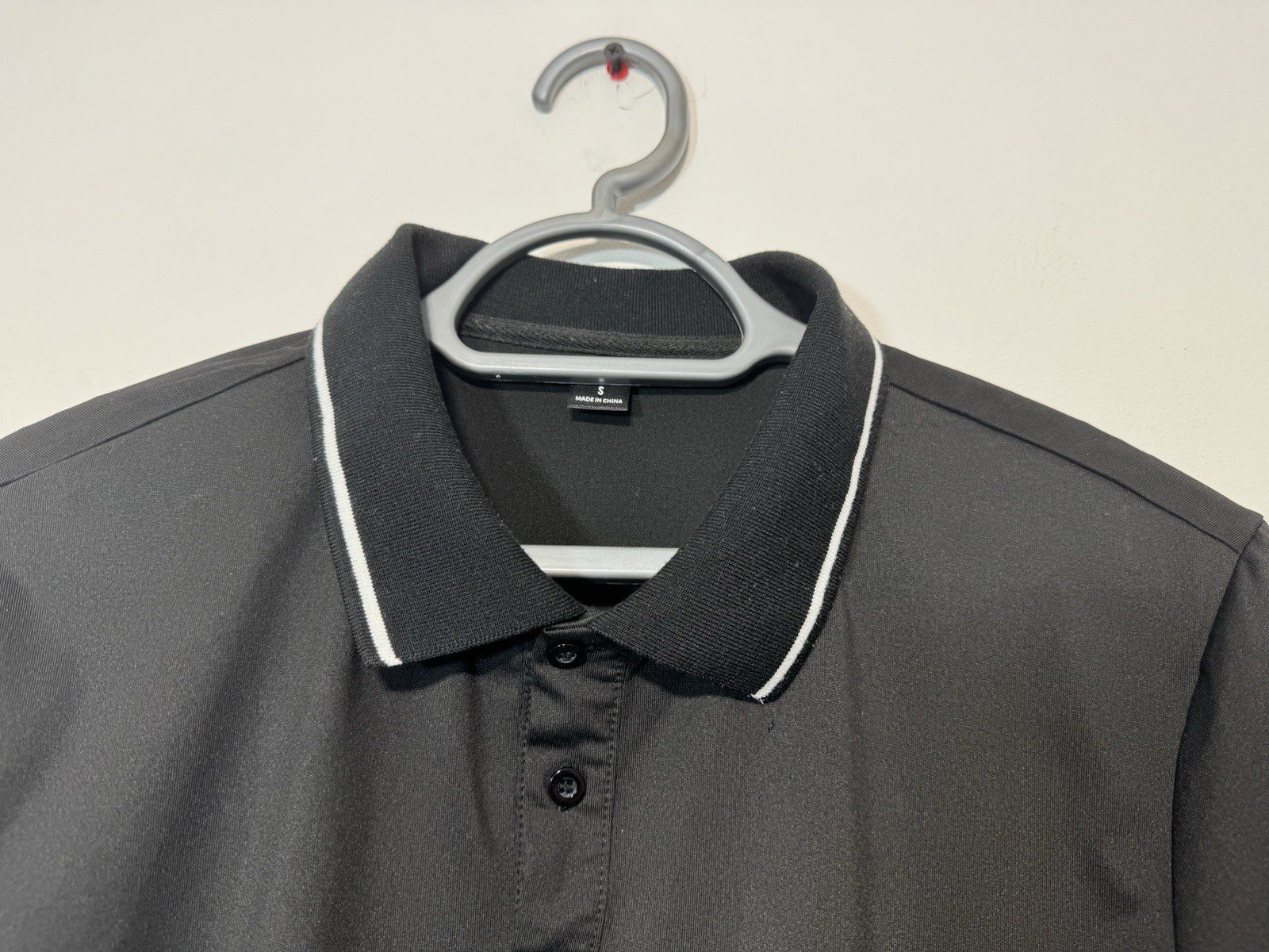 Manfinity Black Contrast Collared Short Sleeve Polo Top Size S