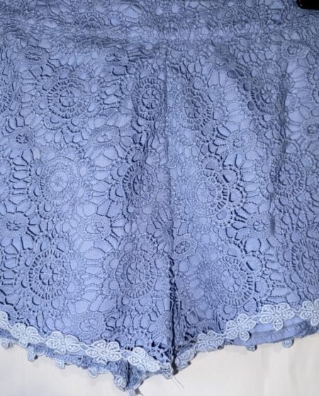Miss Selfridge Lined Blue Lace  Hot pants  Zip Closure Size 8