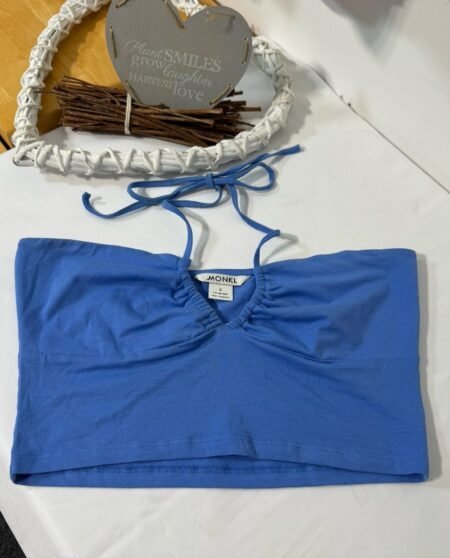 Monki Royals Blue Halter Neck Crop Top Size S