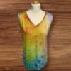 Multi Coloured V Neck T Shirt Sleeveless Size Free Size