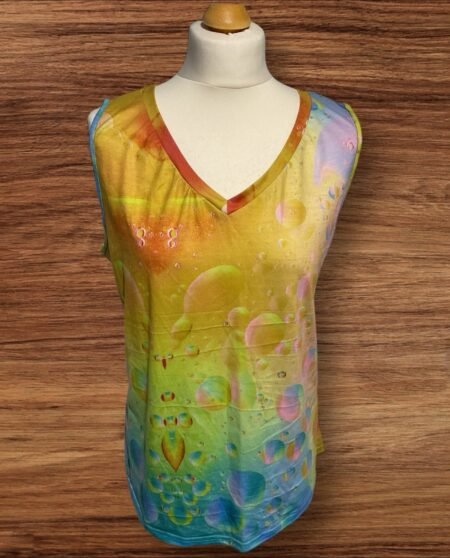 Multi Coloured V Neck T Shirt Sleeveless Size Free Size