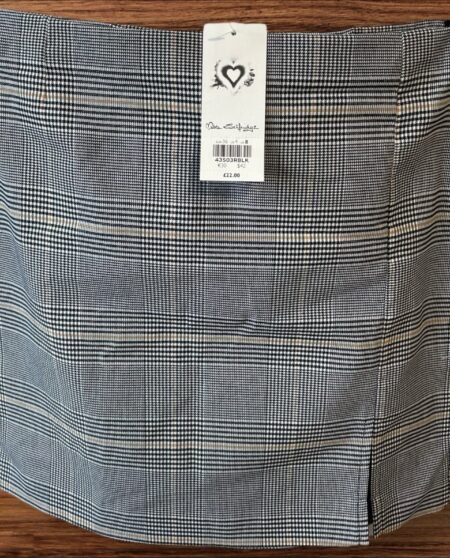 NEW Miss Selfridge Stretch Check Pencil Skirt Tiny Split Front Size 8