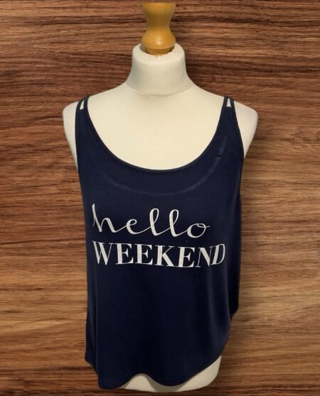 Next Navy Blue Cami Top Double Strap Effect Front Motif Size 10