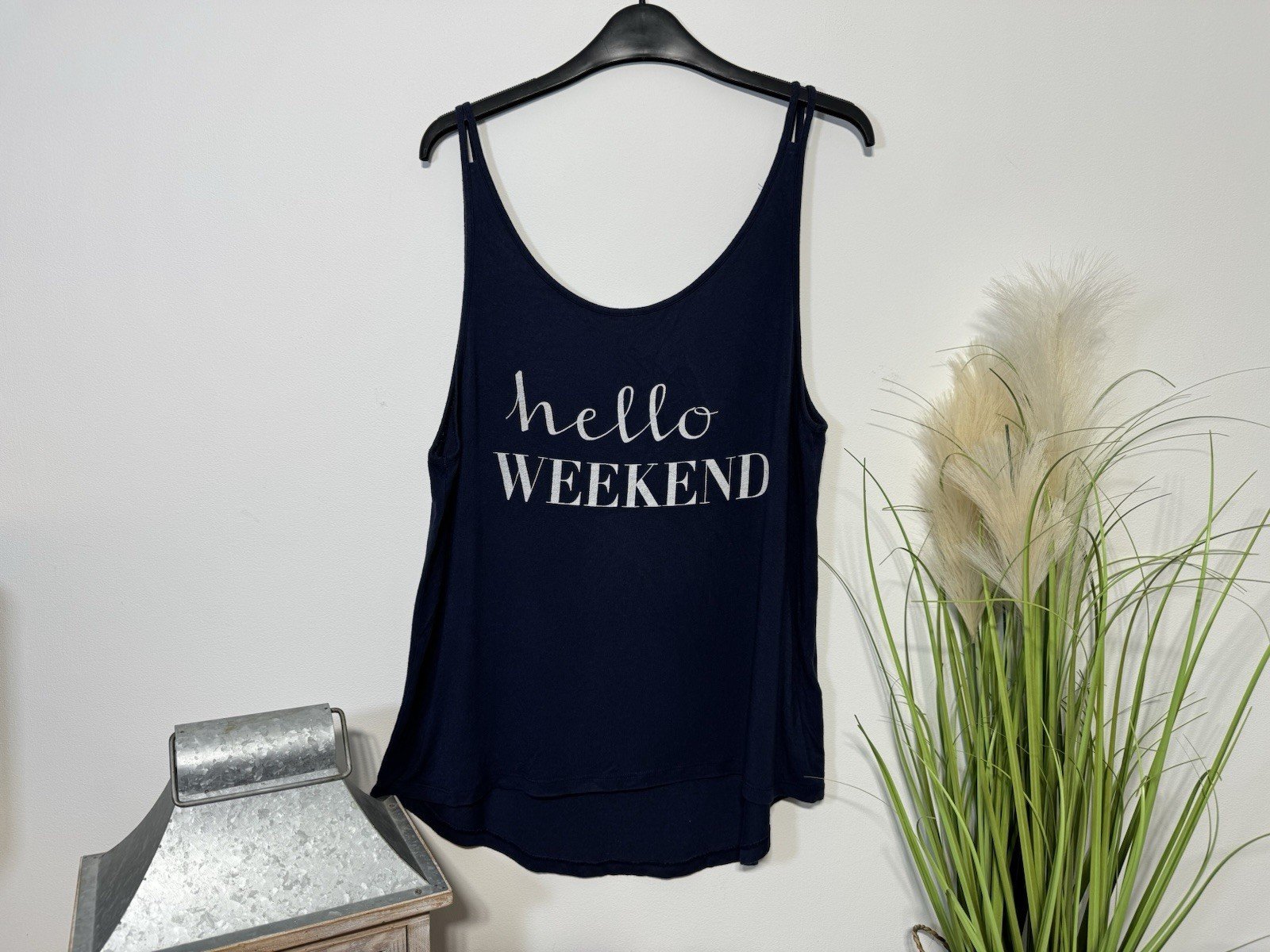 Next Navy Blue Graphic Strap Cami Top Size 10