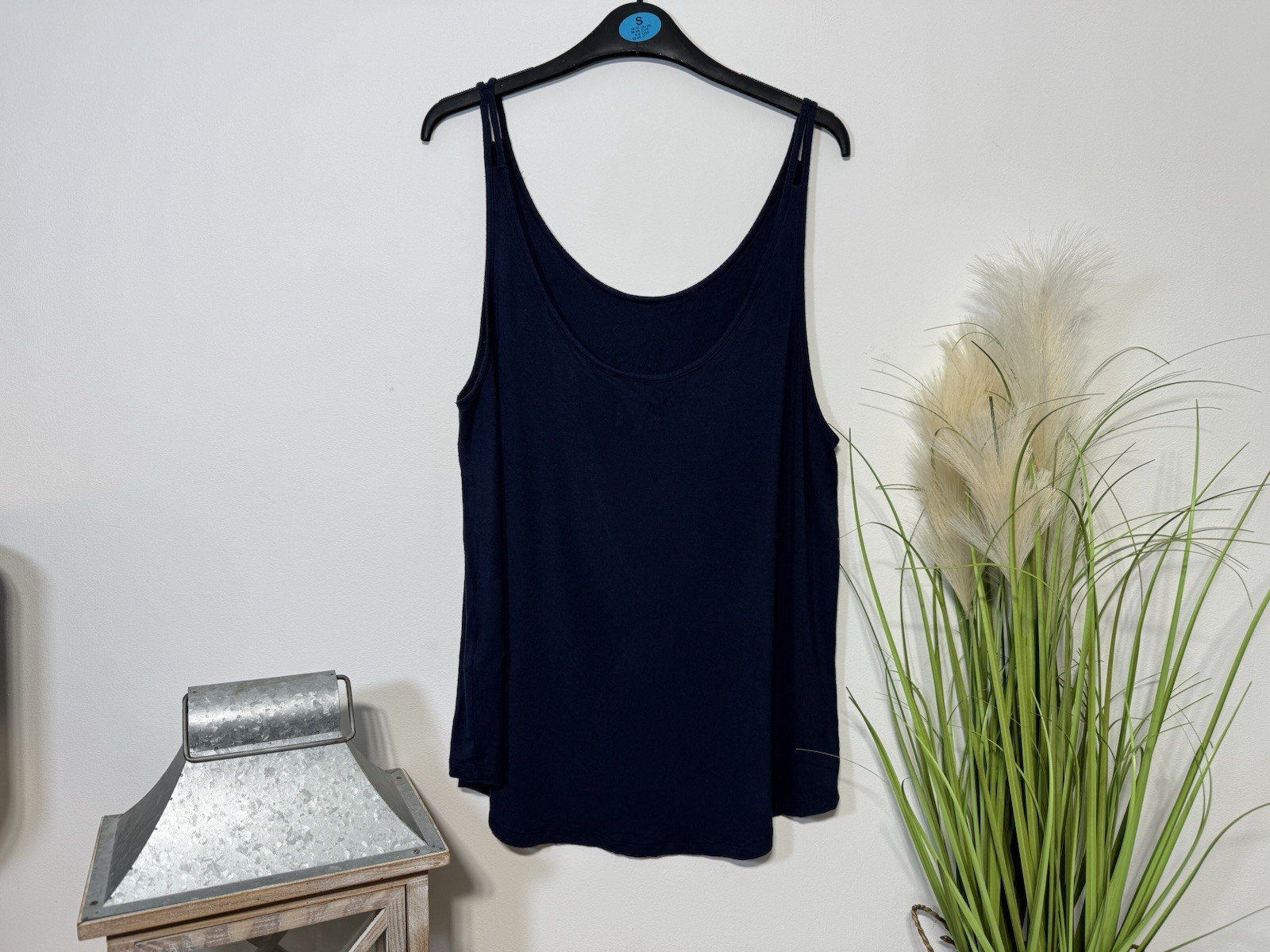 Next Navy Blue Graphic Strap Cami Top Size 10