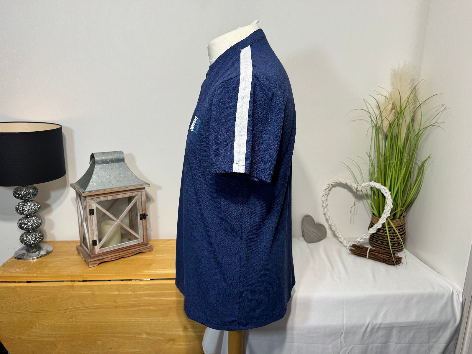 OSTU Blue Pique Knit Graphic Polo Shirt Size L