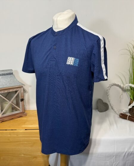 OSTU Blue Pique Knit Graphic Polo Shirt Size L