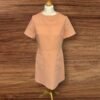 Peach A-Line Dress With Front Pockets Short Sleeve Belt Hooks Zip Back Size 12