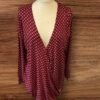 Primark Deep Red V Neck Wrap Style Top Elastic Waist Turn Up Cuff 16