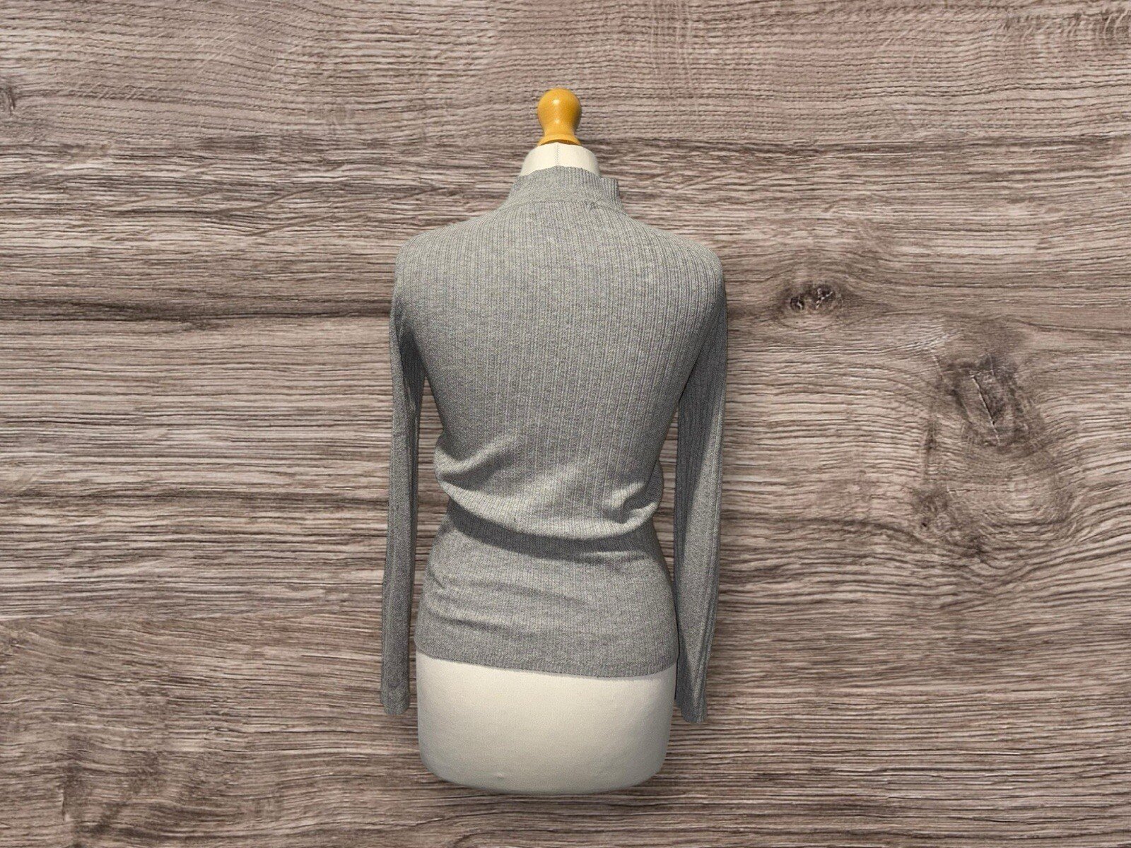 Primark Marl Grey High Neck Tight Knit Ribbed Jumper Size S