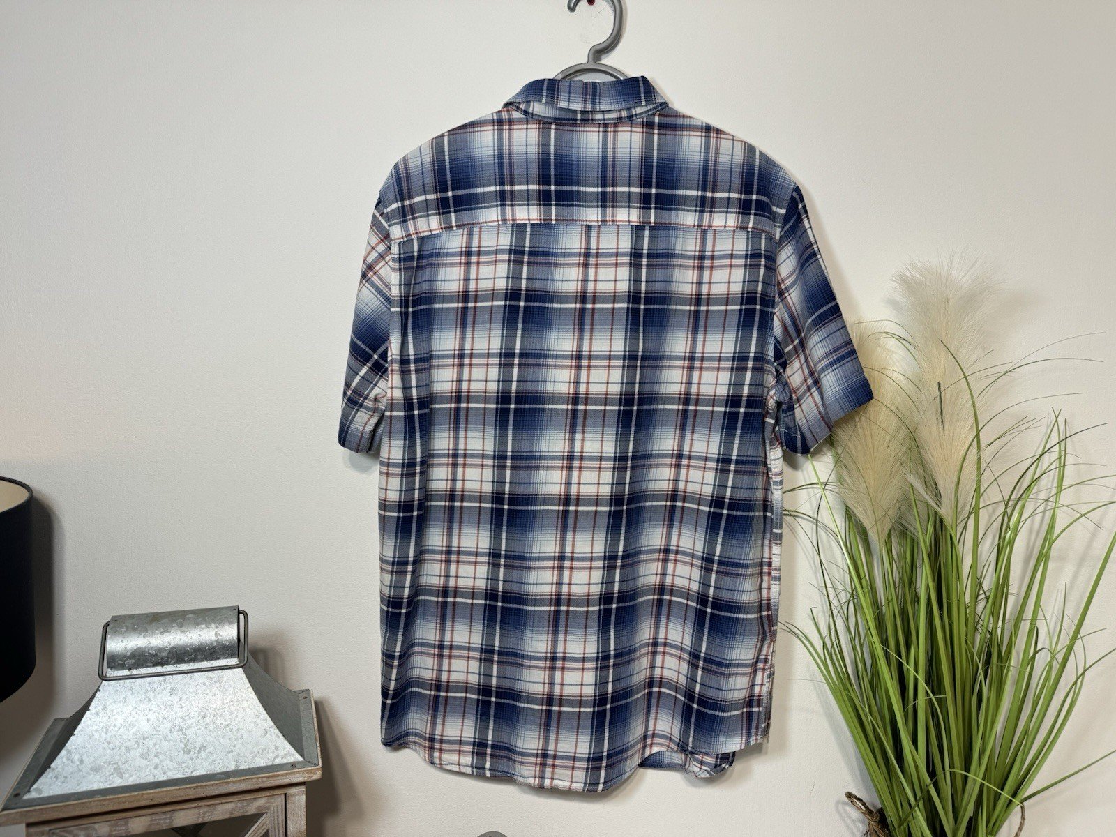 River Island Check Cotton Short Sleeve Shirt Size L