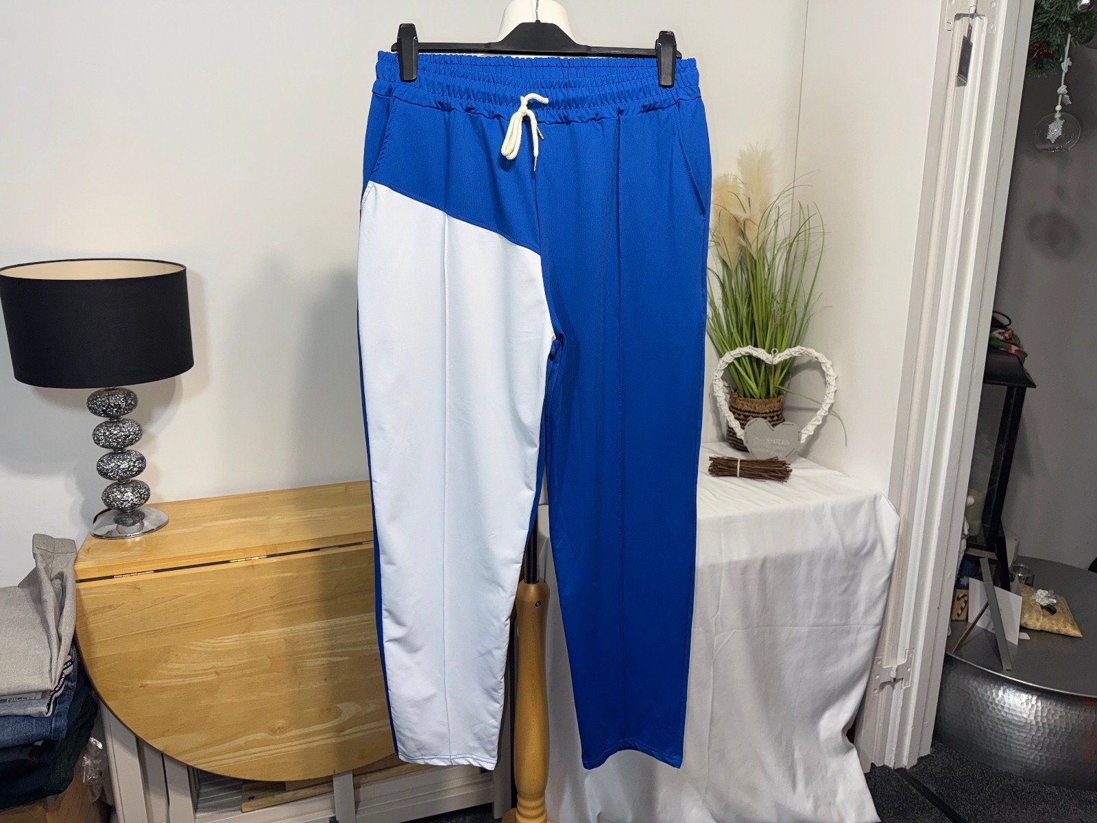 Royal Blue & White Relaxed Fit Straight Leg Joggers 2XL