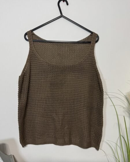 Taupe Waffle Knit Tank Top Size L