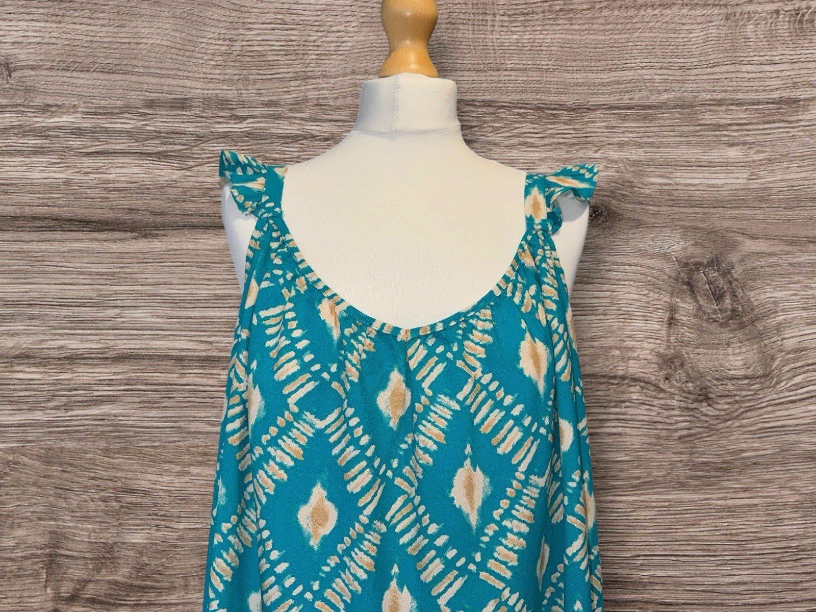 Teal Patterned Summer Strap Top Size 18