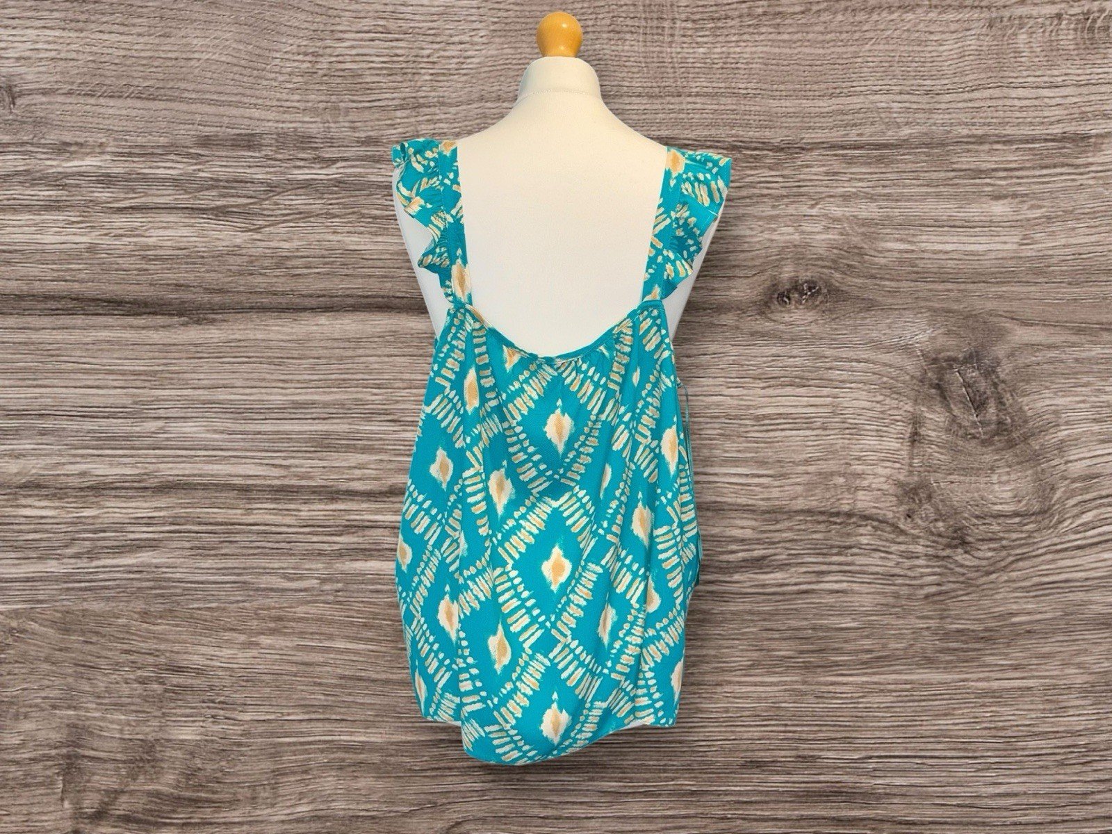 Teal Patterned Summer Strap Top Size 18