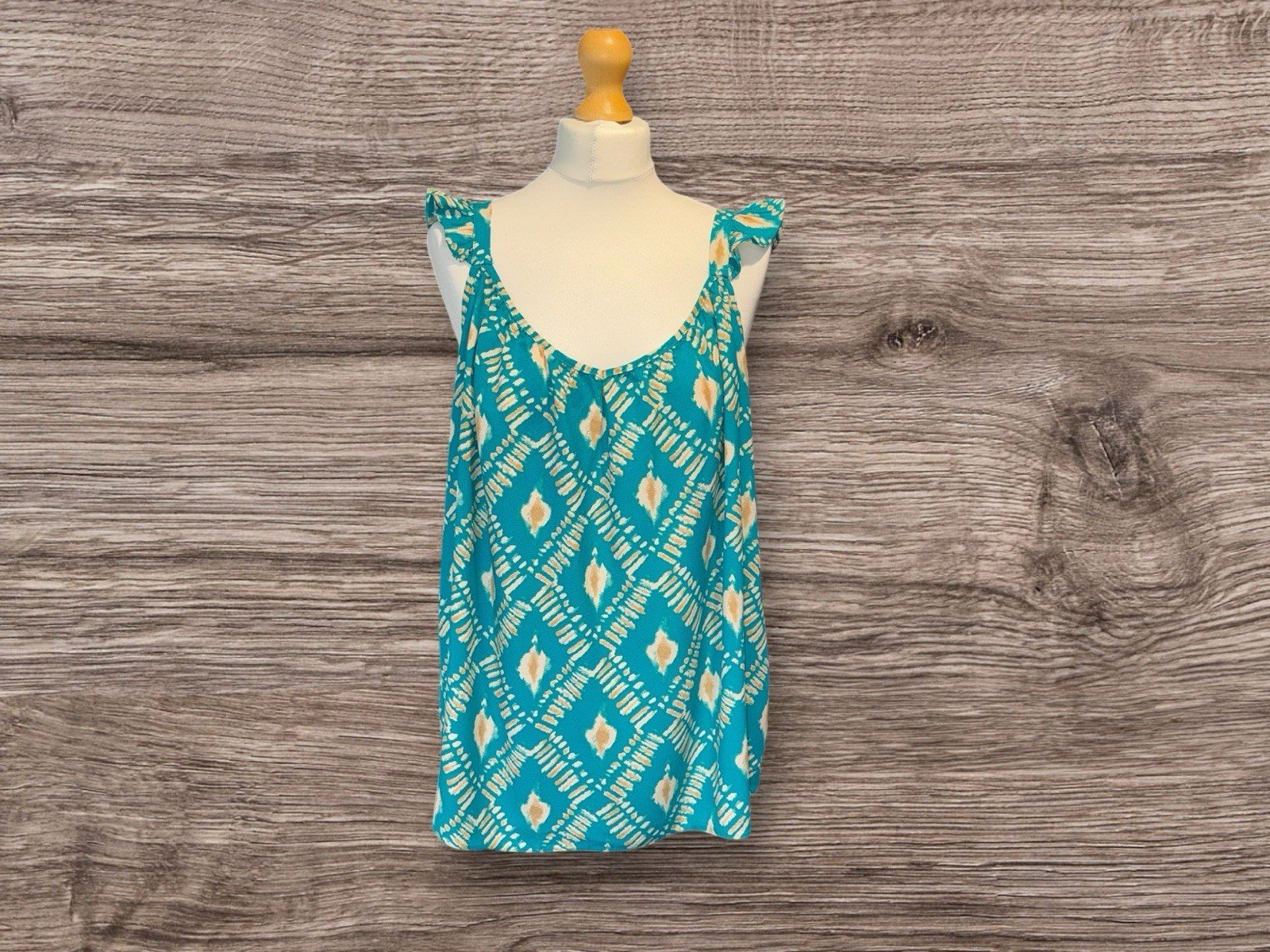 Teal Patterned Summer Strap Top Size 18