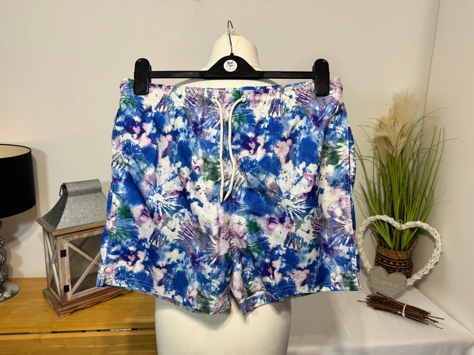 Tye-Dye Elasticated Waist Mesh Lined Swim Shorts Size M