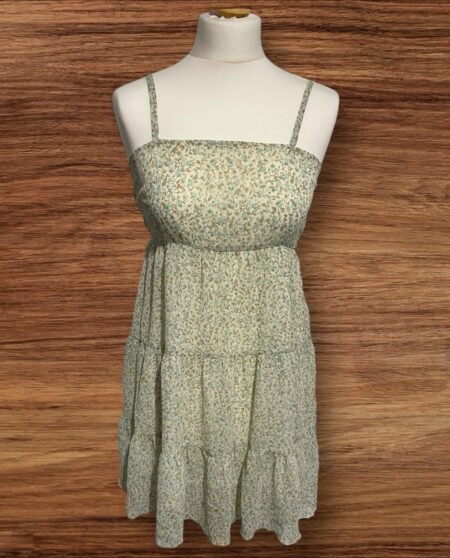 Womens Nuee Cream With Floral Pattern Tiered Strappy Tie Back Size 12