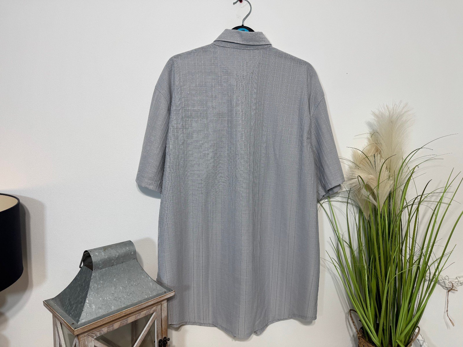 ZEEpmayer Grey Textured Short Sleeve Shirt Size 2XL