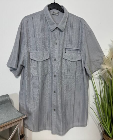 ZEEpmayer Grey Textured Short Sleeve Shirt Size 2XL