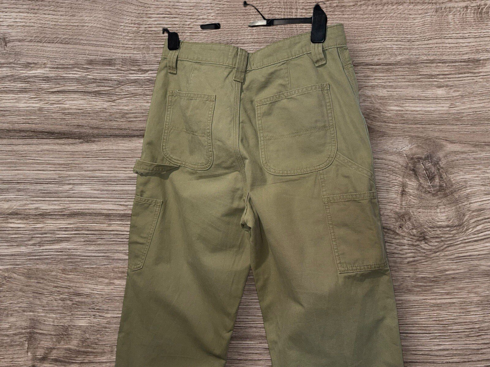 ASOS Design Thick Cotton Kharki Trousers Rear/front/leg Pockets Size 10