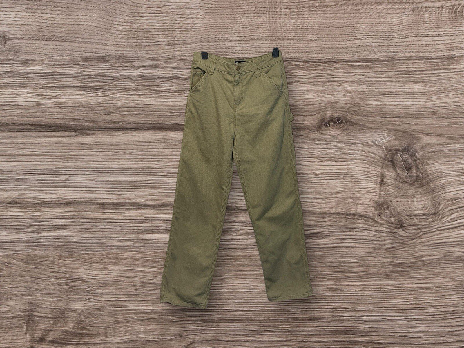 ASOS Design Thick Cotton Kharki Trousers Rear/front/leg Pockets Size 10