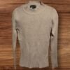 Beige Ribbed Tight Knit Jumper High Neck Long Sleeves Size S