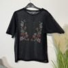 Black Net Layering Floral Short Sleeve Top Size M